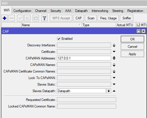 Настройка CAPsMAN для MikroTik AX, подключиться к контроллеру